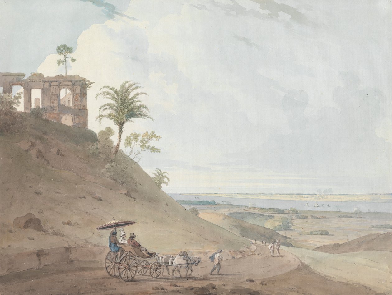 Ruínas em Pir Pahar, perto de Monghy, Bihar de Thomas Daniell