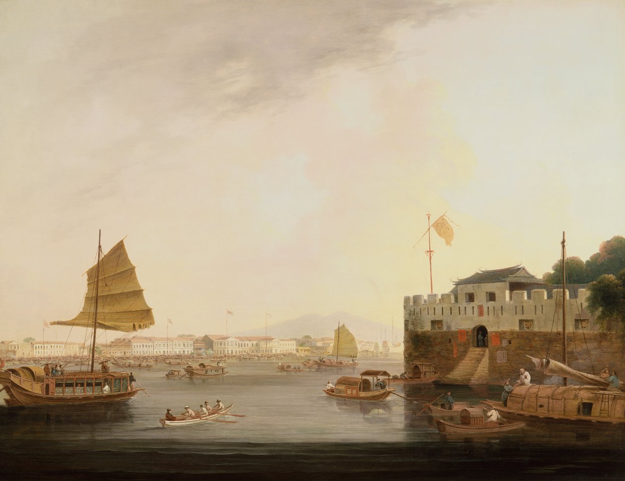 The Hongs, Canton (óleo sobre tela) de Thomas Daniell