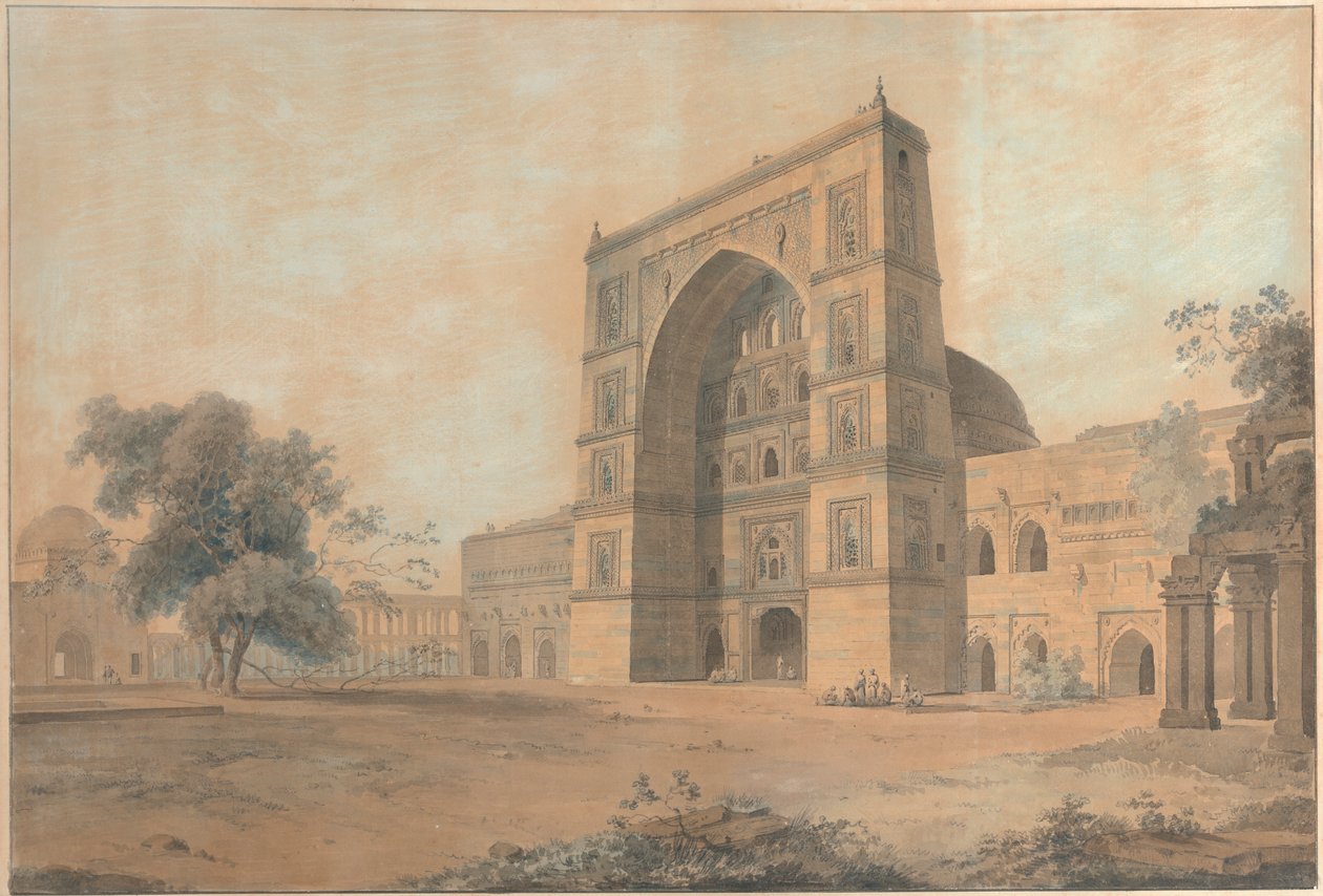A Mesquita em Juanpore Construída pelo Sultão Hussain Sherki | Tirada em Dezembro de 1789 de Thomas Daniell