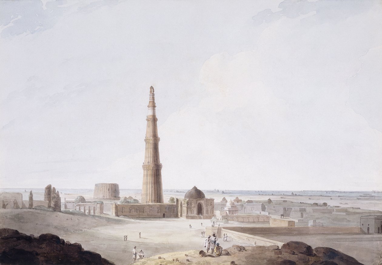 O Qutb Minar, Delhi, c. 1789 de Thomas Daniell