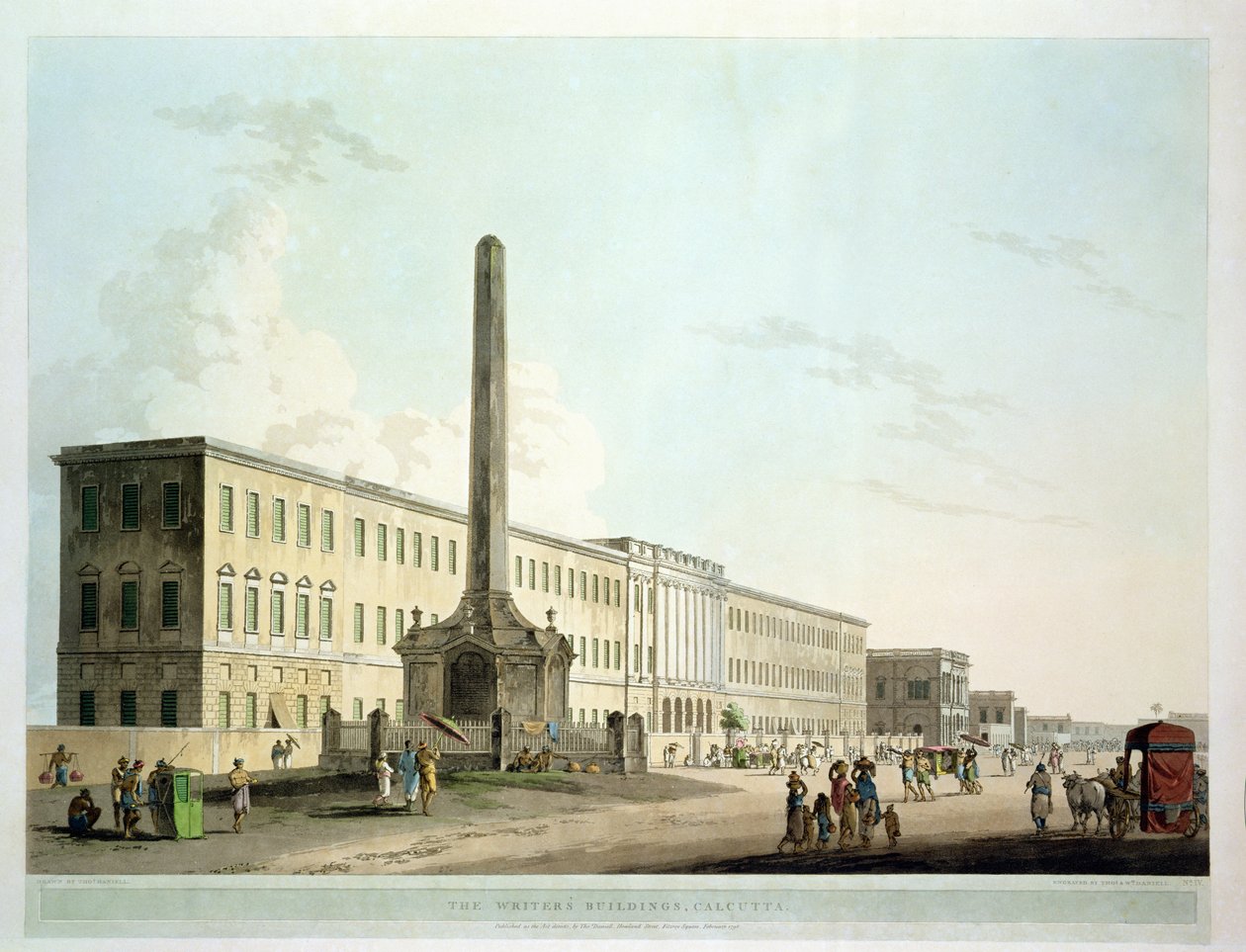 Os edifícios dos escritores, Calcutá, prato 30 de "Cenário Oriental: Vinte e quatro vistas no Hindoostan", gravado por Thomas (1749-1840) e William Daniell (1769-1837), 1798 de Thomas Daniell