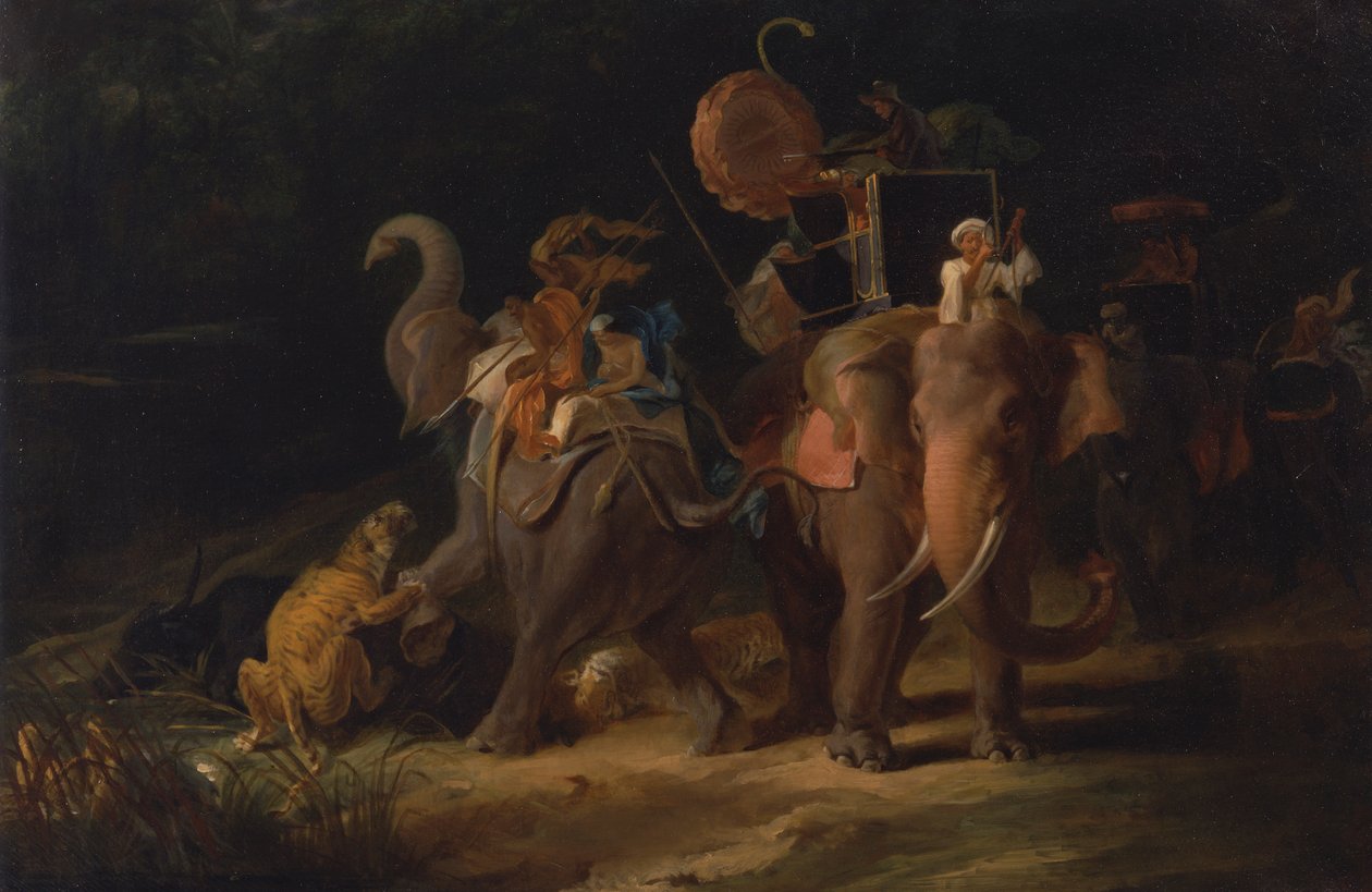 Caça ao Tigre nas Índias Orientais [1798, Royal Academy of Arts, Londres, catálogo da exposição] de Thomas Daniell