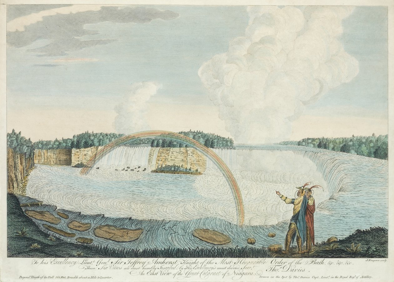 Uma Vista Leste da Grande Catarata de Niagara, gravada por J. Fougeron, c.1763-68 de Thomas Davies