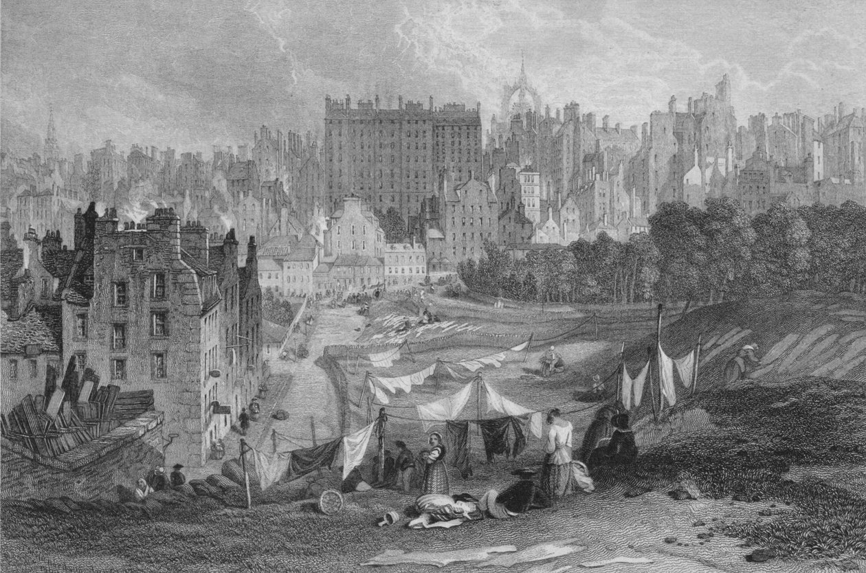 Cidade velha de Edimburgo desde Princes Street, 1841 de Thomas Dobbie