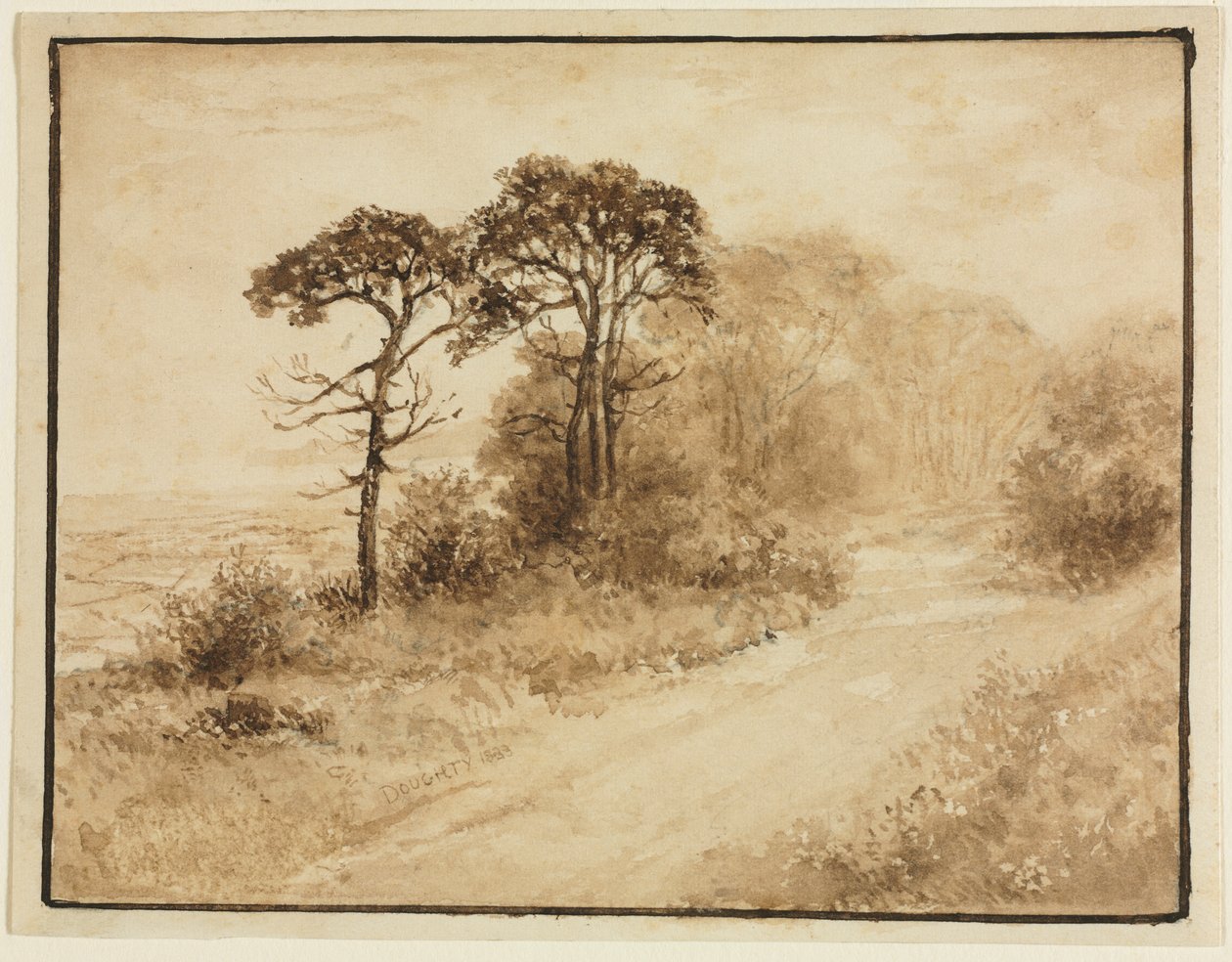 Paisagem com estrada sinuosa de Thomas Doughty