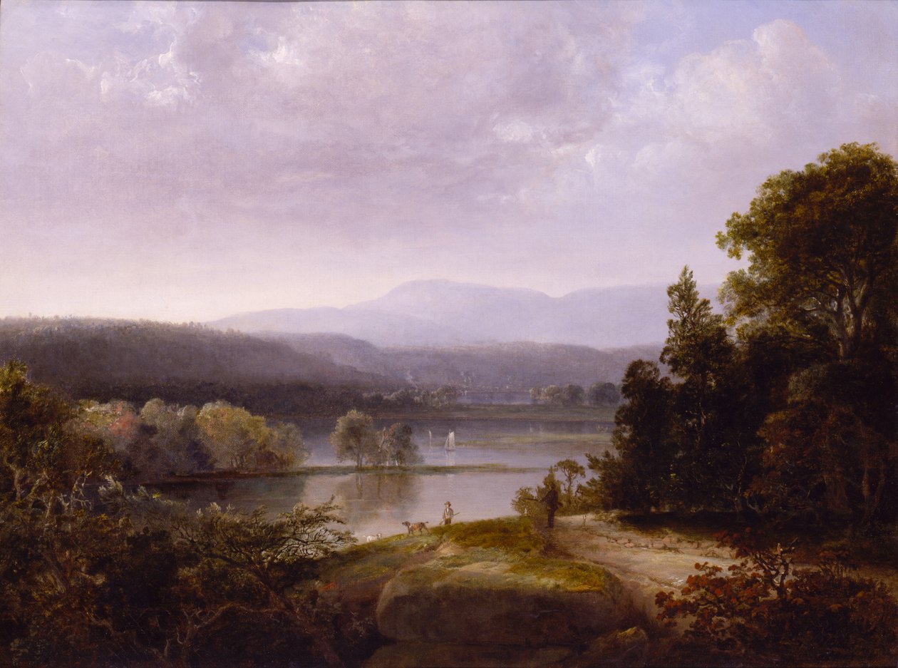 Vista do Rio com Caçadores e Cães, ca. 1850. de Thomas Doughty
