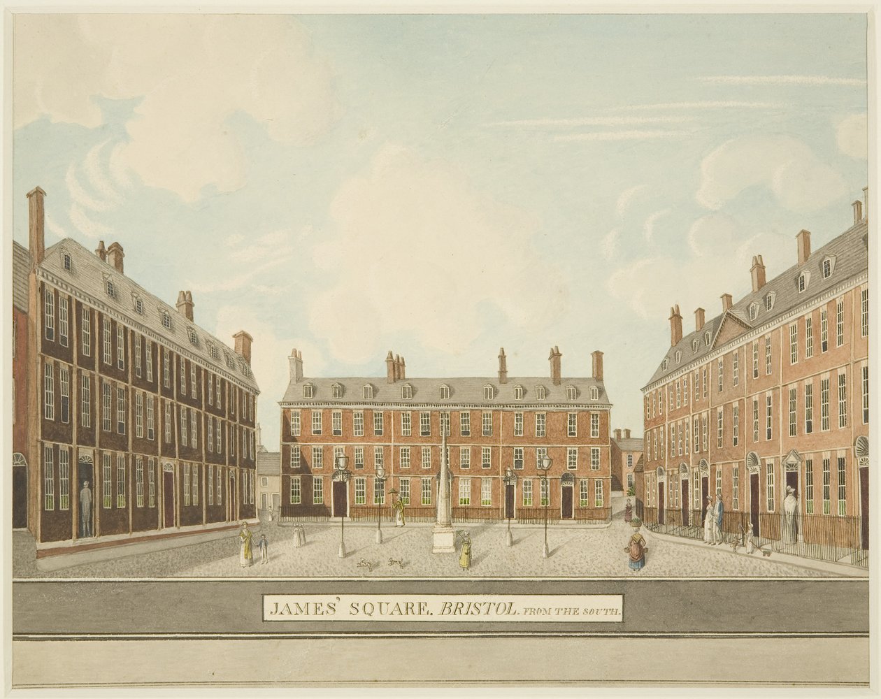Uma vista da Praça de São Tiago, do sul, c.1806 (lápis e aguarela sobre papel) de Thomas Dr Pole
