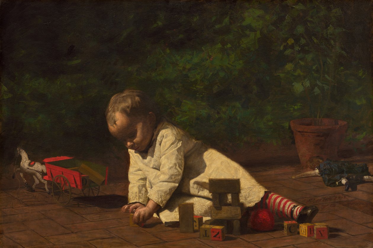 Bebê brincando, 1876. de Thomas Eakins
