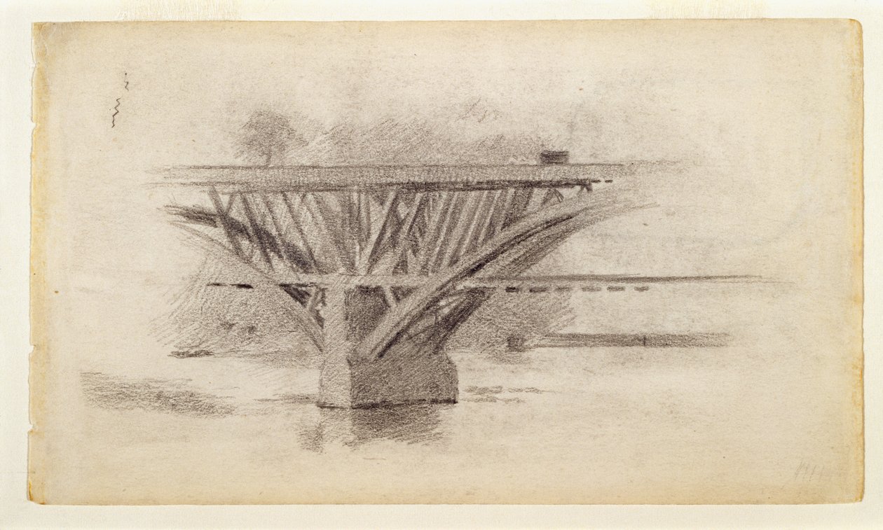 Desenho da ponte da Avenida Girard / Esboço no verso de um remo de Thomas Eakins