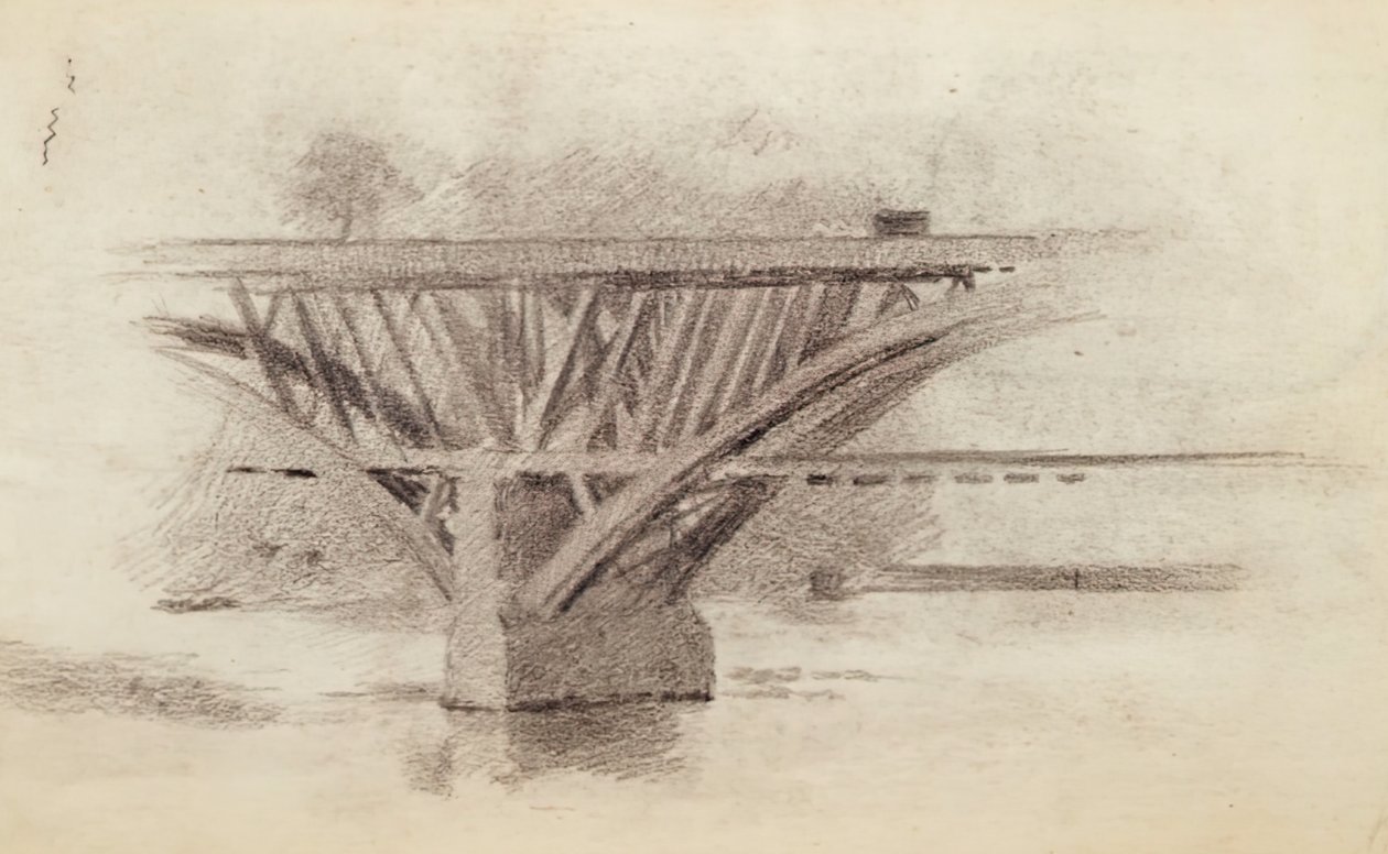Desenho de Girard Avenue BridgeVerso Esboço de um remo, c. 1871. de Thomas Eakins