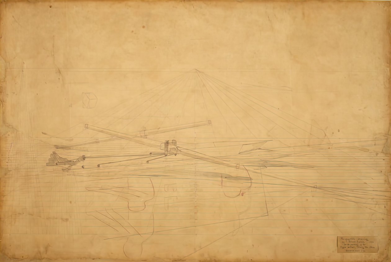 Desenho de perspectiva para os irmãos Biglin virando a aposta, c. 1873. de Thomas Eakins