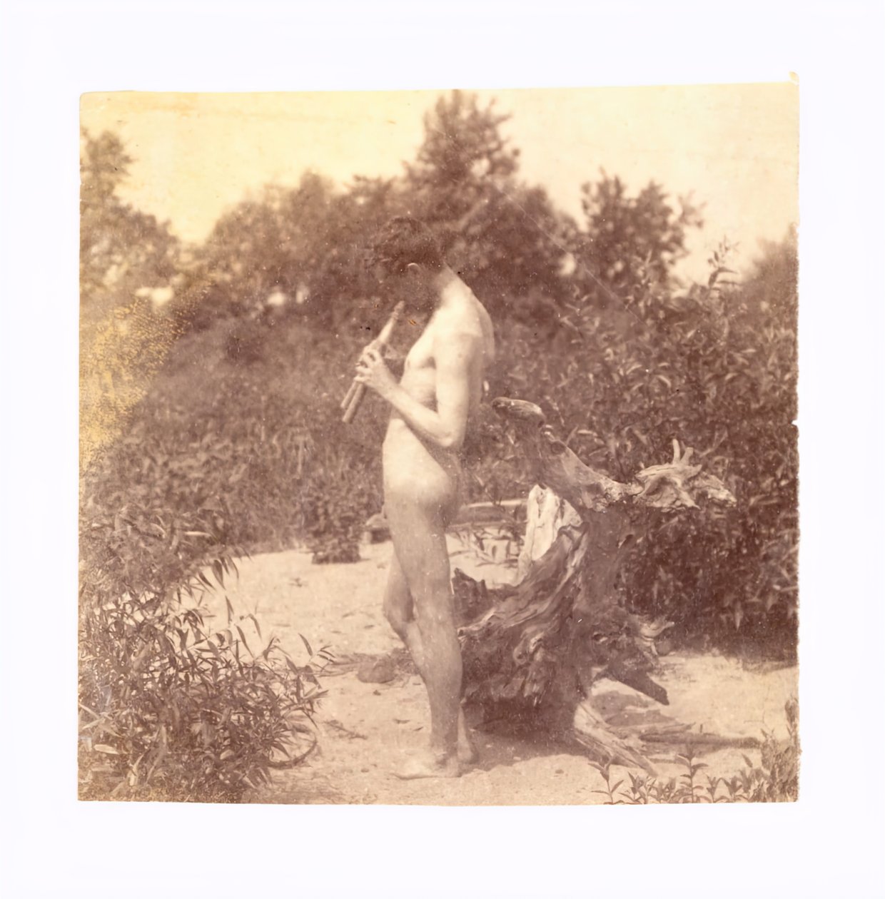 Estudo de Flautista Permanente para Arcádia, c. 1883. de Thomas Eakins