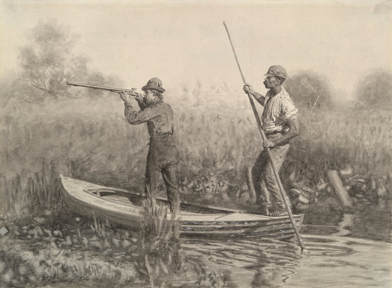 Estudo para tiro ferroviário de um punt de Thomas Eakins