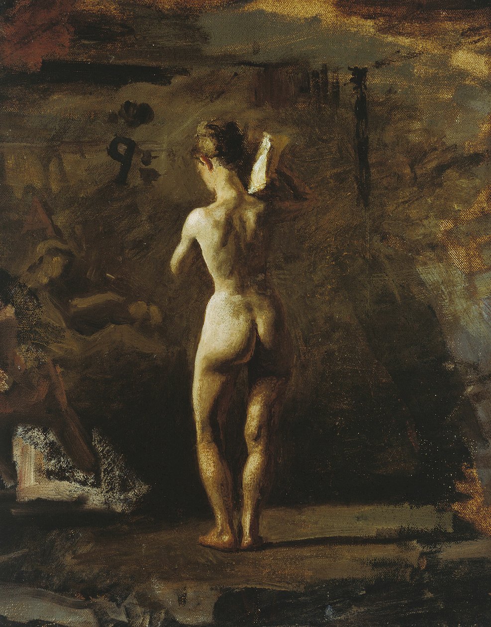 Estudo para "William Rush esculpindo sua figura alegórica do rio Schuylkill" de Thomas Eakins