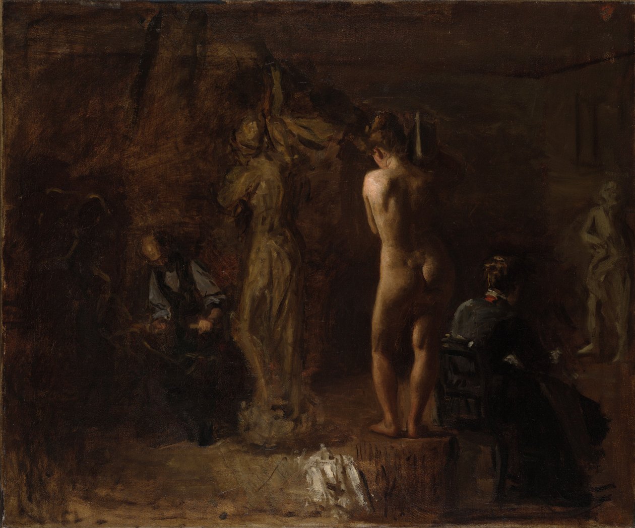 William Rush esculpindo a sua figura alegórica do rio Schuylkill, estudo de Thomas Eakins