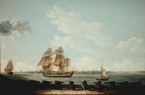Bateria do Mar do Sul (óleo sobre tela) de Thomas Elliott