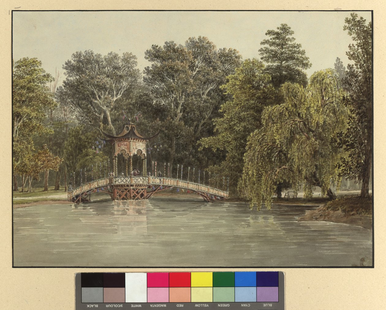 A ponte chinesa no parque de Laxenburg de Thomas Ender
