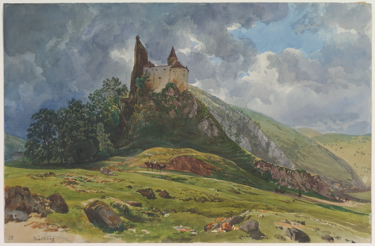 Ruínas do castelo de Schachenstein em Thörl, na Estíria de Thomas Ender