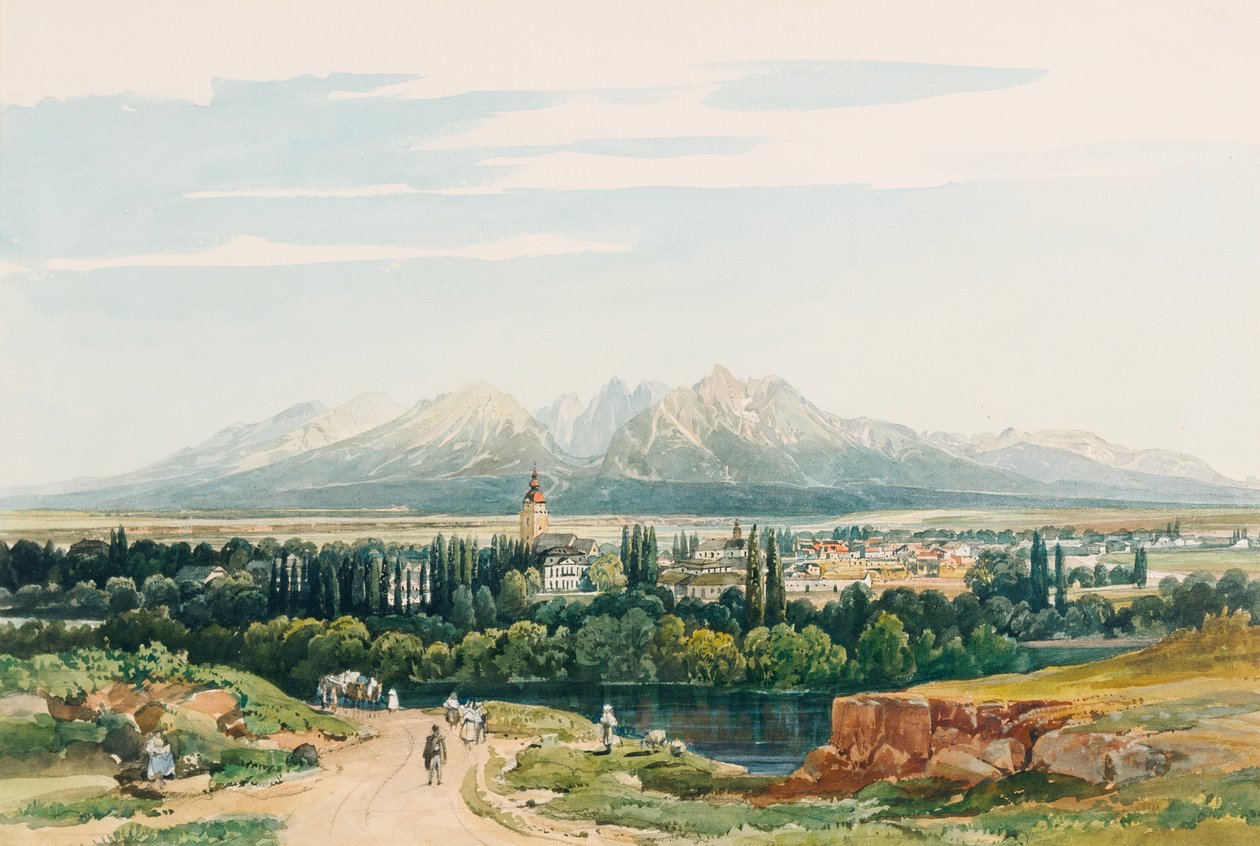 Castelo de Lomnitz e as montanhas Tatra na Hungria de Thomas Ender