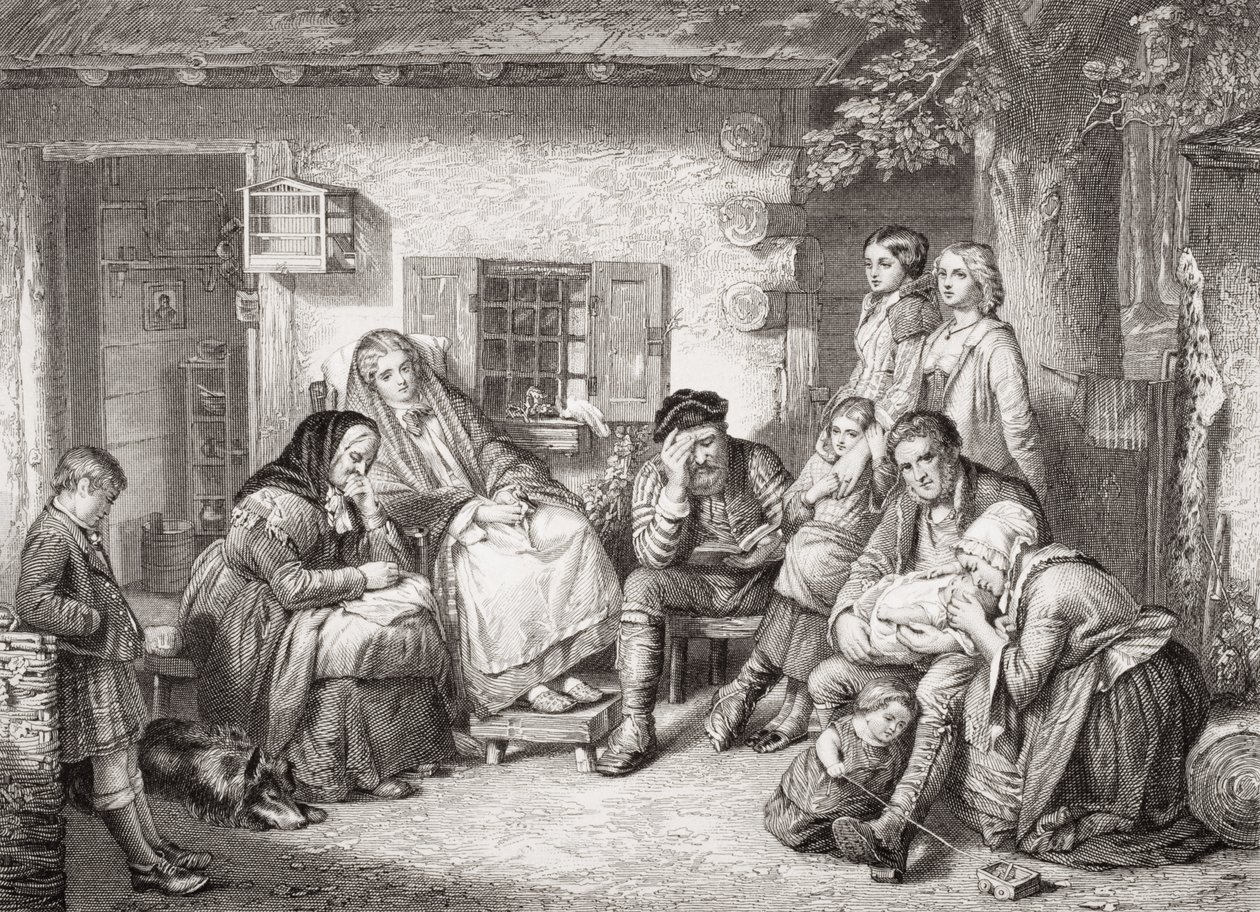 Domingo no sertão do Canadá, de "Ilustrações da História Escocesa e Inglês" Volume II (ver 13342) de Thomas Faed