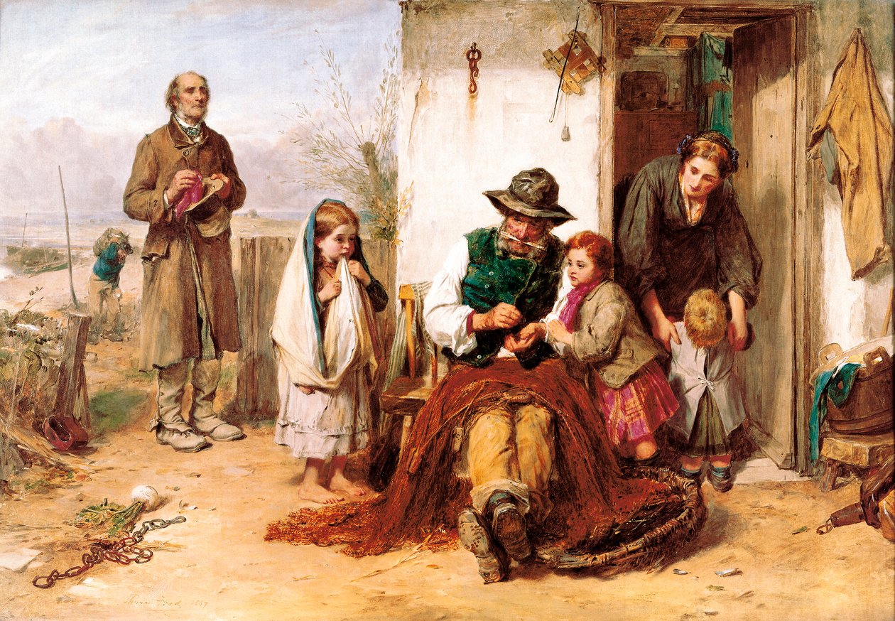 "O pobre, o amigo do pobre" Pintura de Thomas Faed (1826-1900) de Thomas Faed