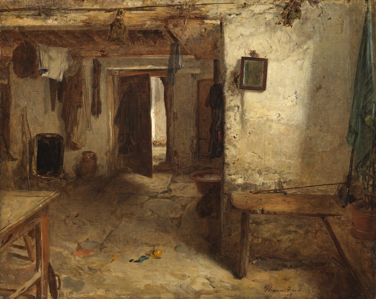 Interior do chalé nas montanhas do oeste de Thomas Faed