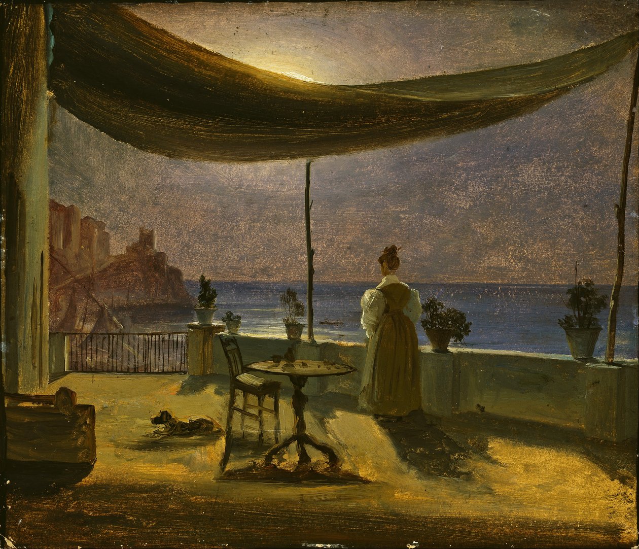 Um terraço em Amalfi ao luar de Thomas Fearnley