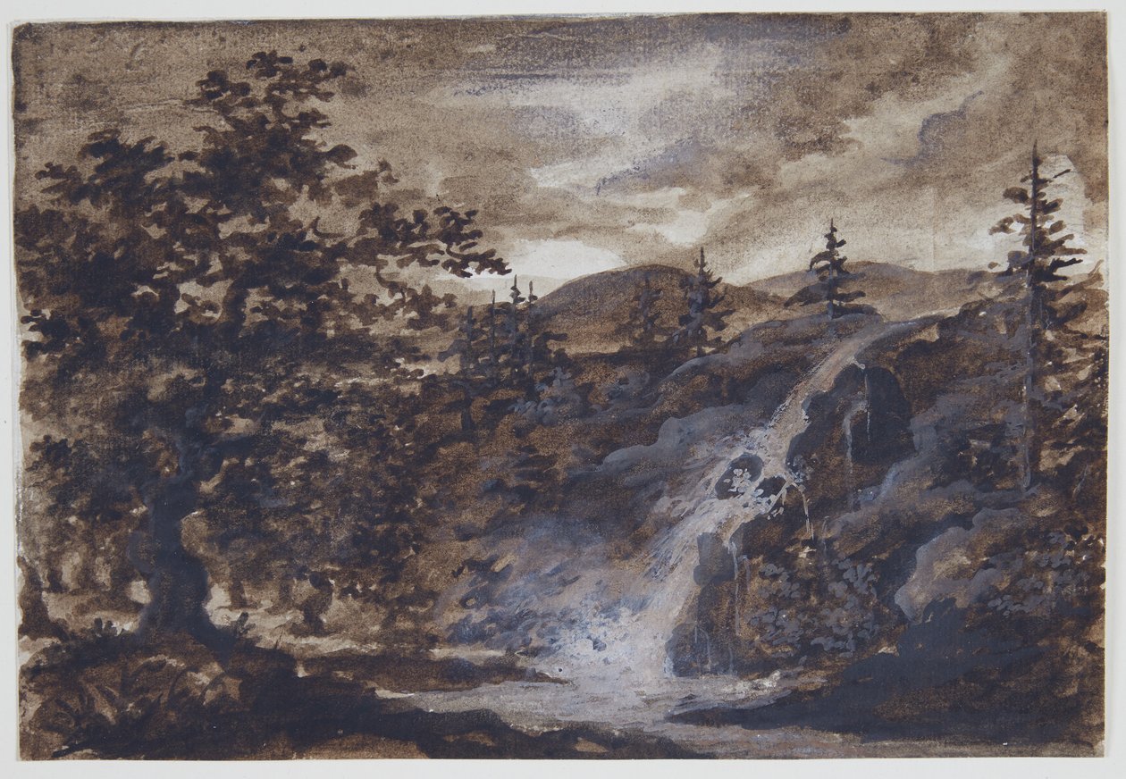 Paisagem com pedras, árvores e um rio de Thomas Fearnley