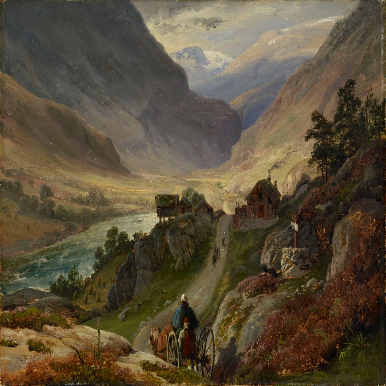 Estradas íngremes em Lærdal de Thomas Fearnley