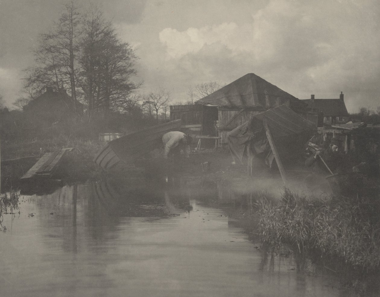Um estaleiro de barcos em Norfolk, 1886 (foto) de Thomas Frederick Goodall