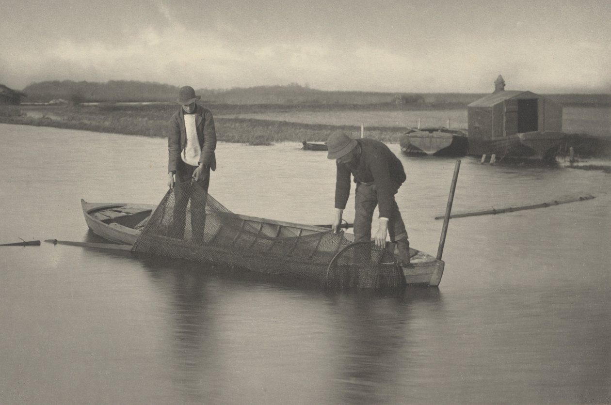 Pegando na rede de enguias, 1886 (foto) de Thomas Frederick Goodall