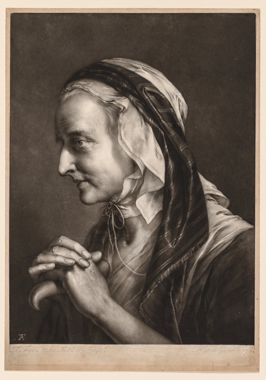 Primeira série de cabeças em tamanho real: Sra. Frye, 1760. de Thomas Frye