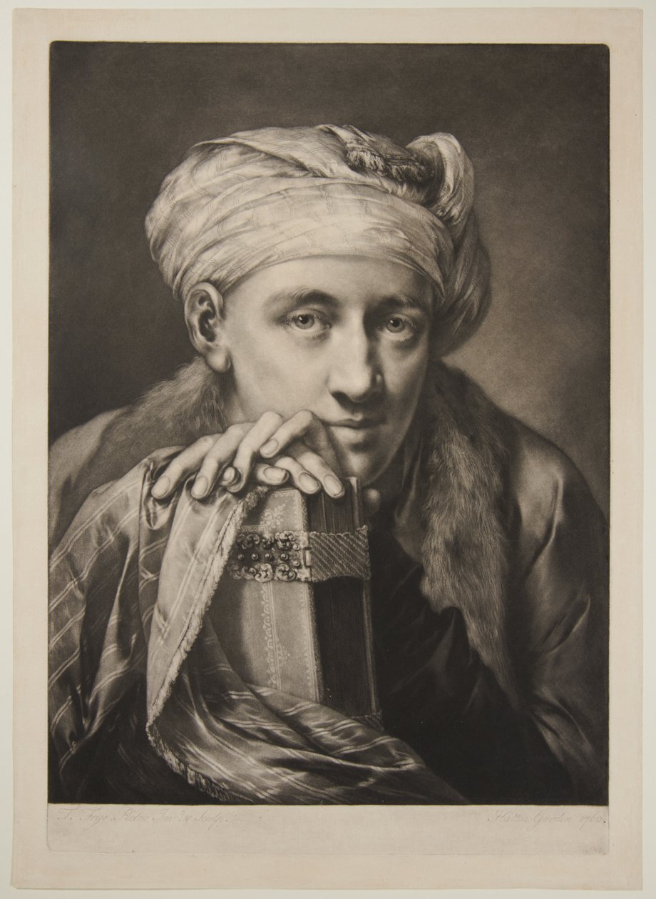 Mann mit Turban, der sich auf ein Buch stützt de Thomas Frye