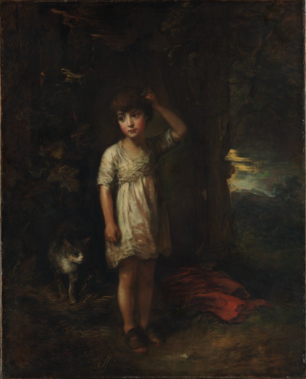 Um menino com um gato - manhã de Thomas Gainsborough