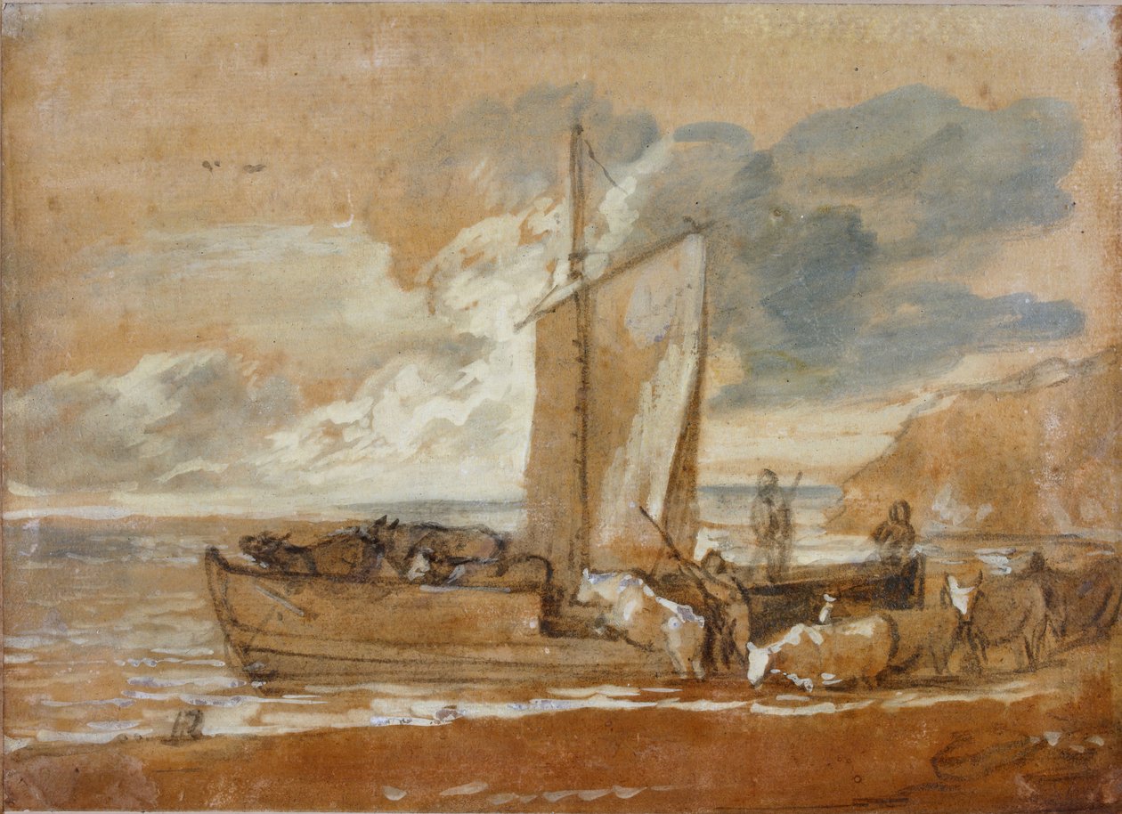 Uma balsa de gado, 1784-1788. de Thomas Gainsborough