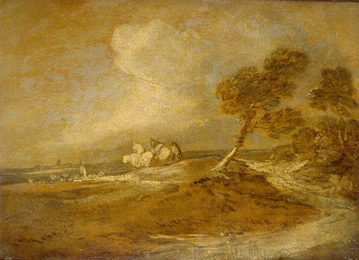 Uma paisagem com cavaleiros, final do século XVIII de Thomas Gainsborough