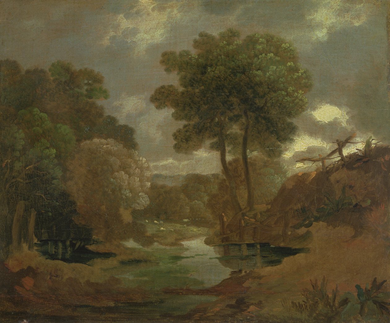 Uma piscina no bosque, 1750 (óleo sobre papel sobre tela) de Thomas Gainsborough