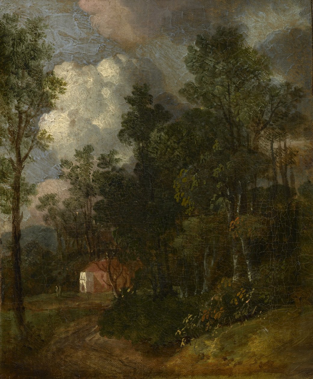 Uma paisagem arborizada com figuras de uma casa, c.1752 de Thomas Gainsborough