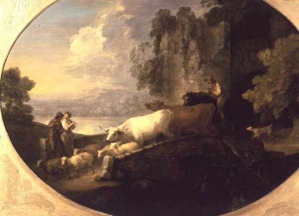 Gado a atravessar uma ponte de Thomas Gainsborough
