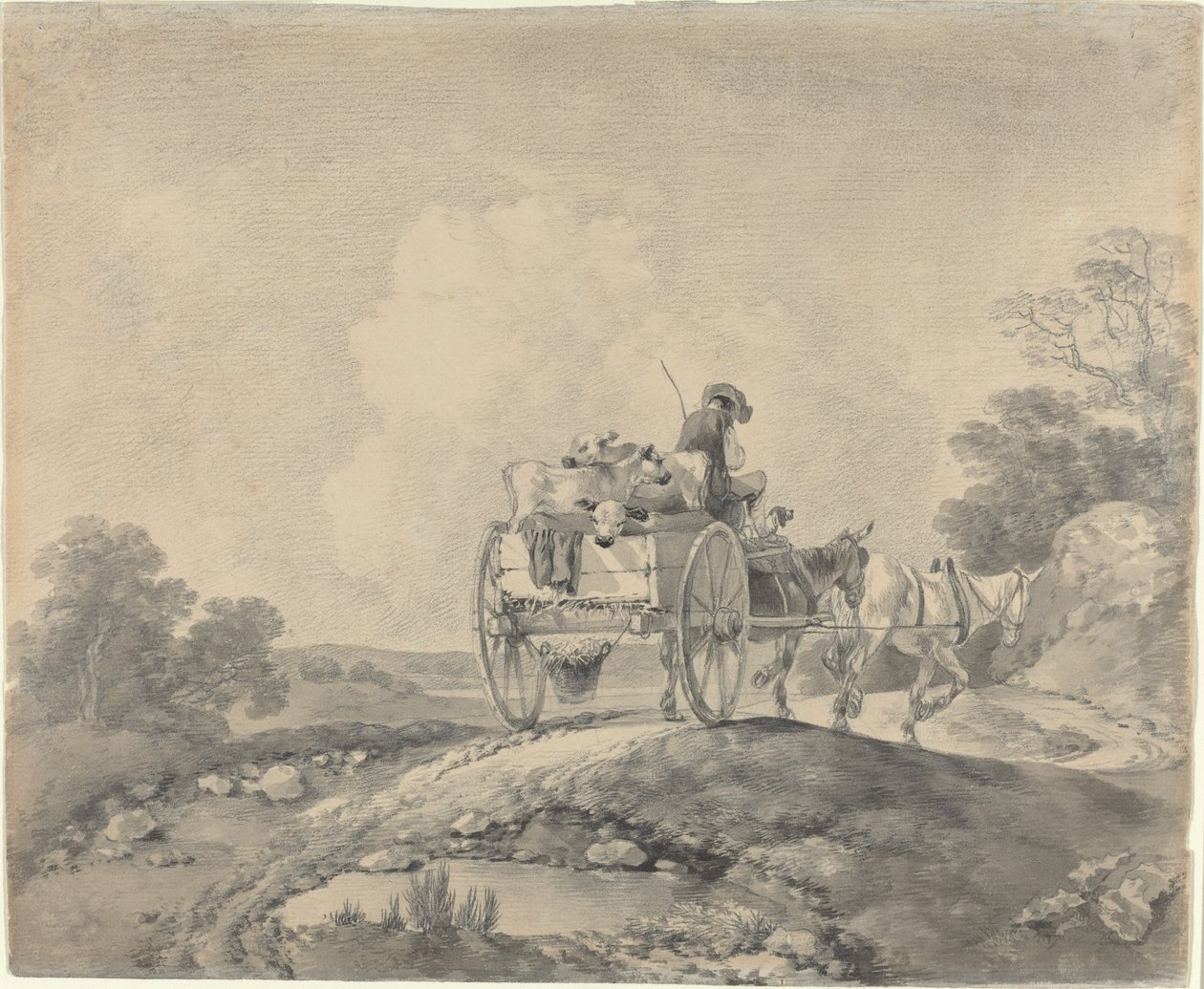 Drover com bezerros em uma carroça rural de Thomas Gainsborough