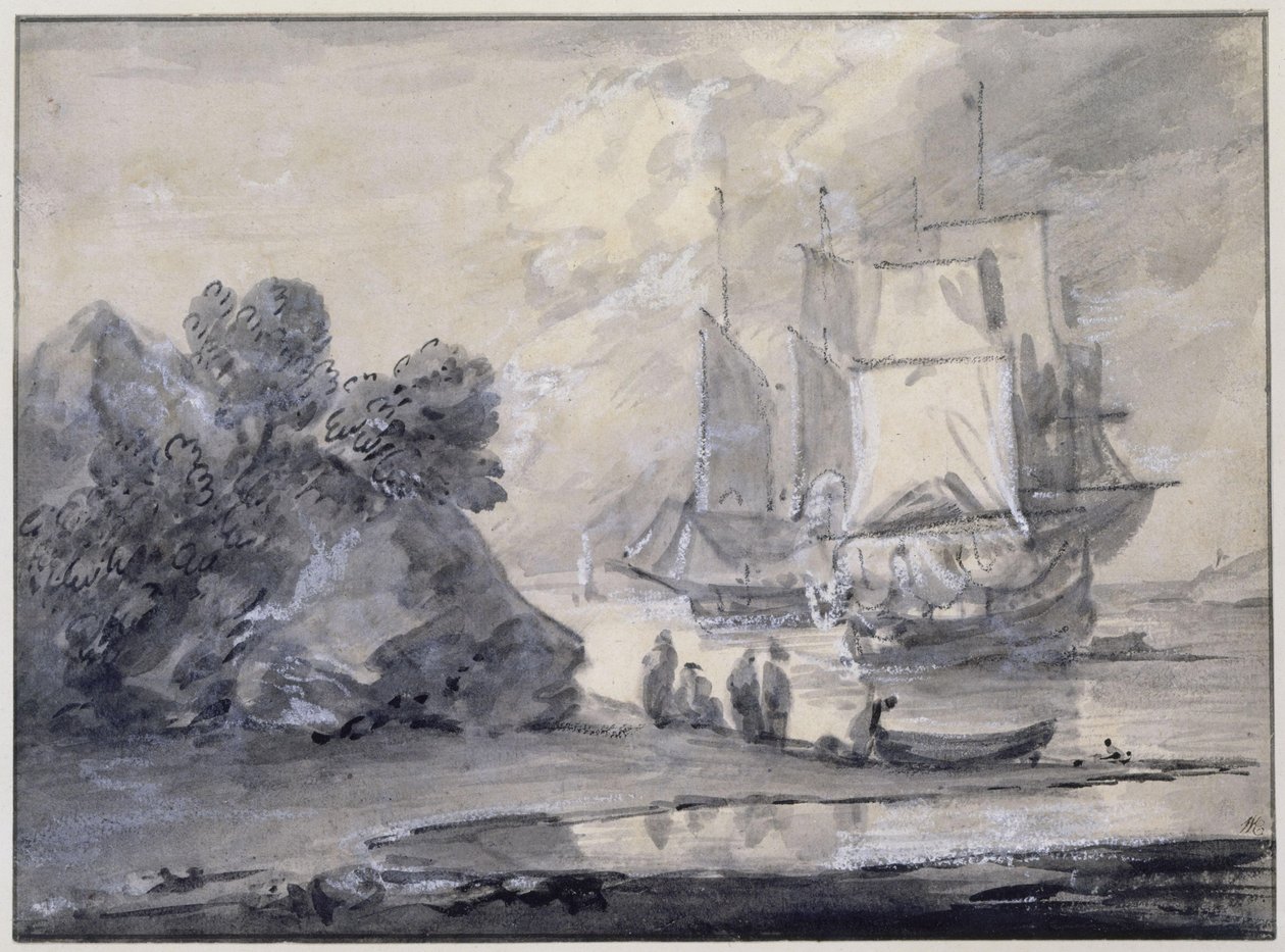 Cena costeira com figuras e navios de Thomas Gainsborough