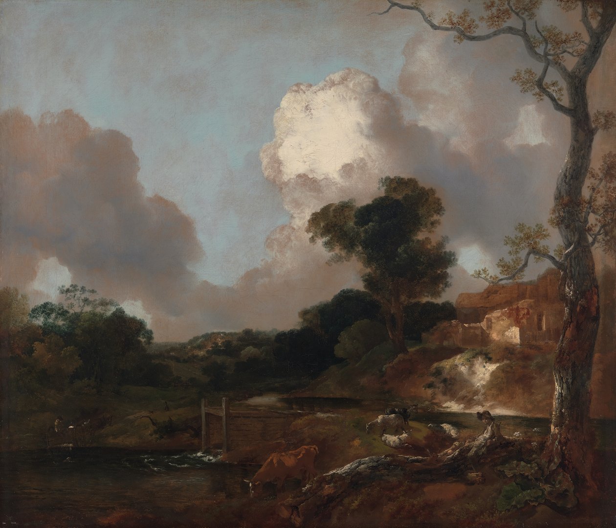 Paisagem com Ribeira e Açude, entre 1750 e 1753. de Thomas Gainsborough