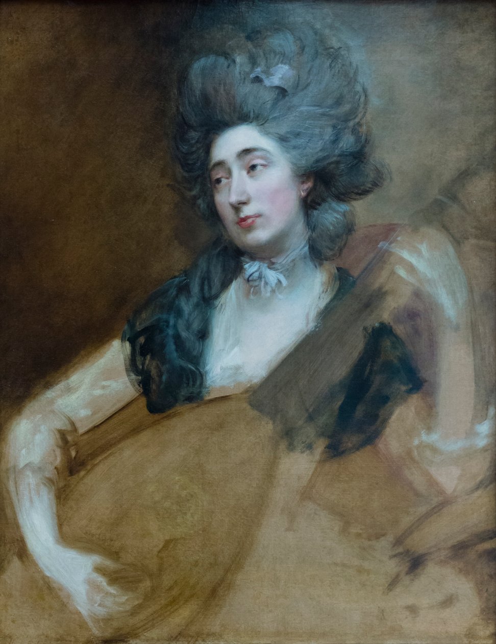 Margaret Gainsborough segurando um Theorbo, cerca de 1777 (óleo sobre tela) de Thomas Gainsborough
