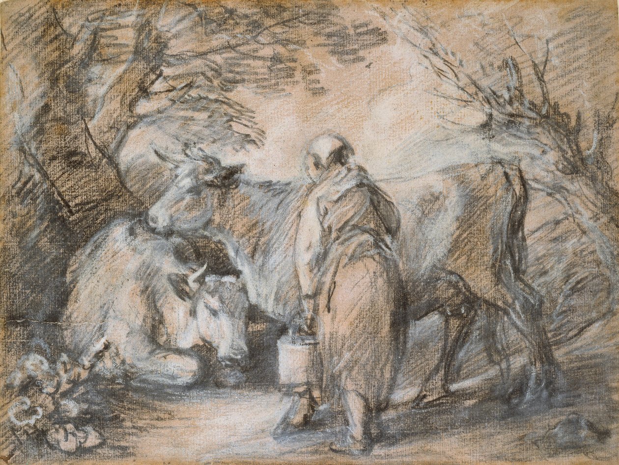 Leiteira com duas vacas, meados do século XVIII de Thomas Gainsborough