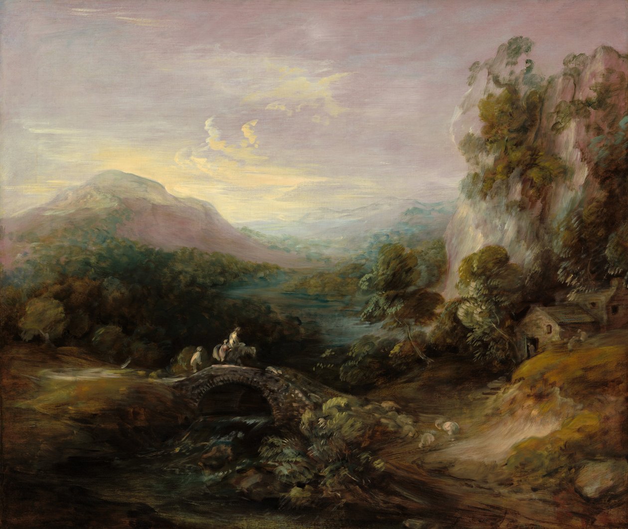Paisagem de montanha com ponte de Thomas Gainsborough