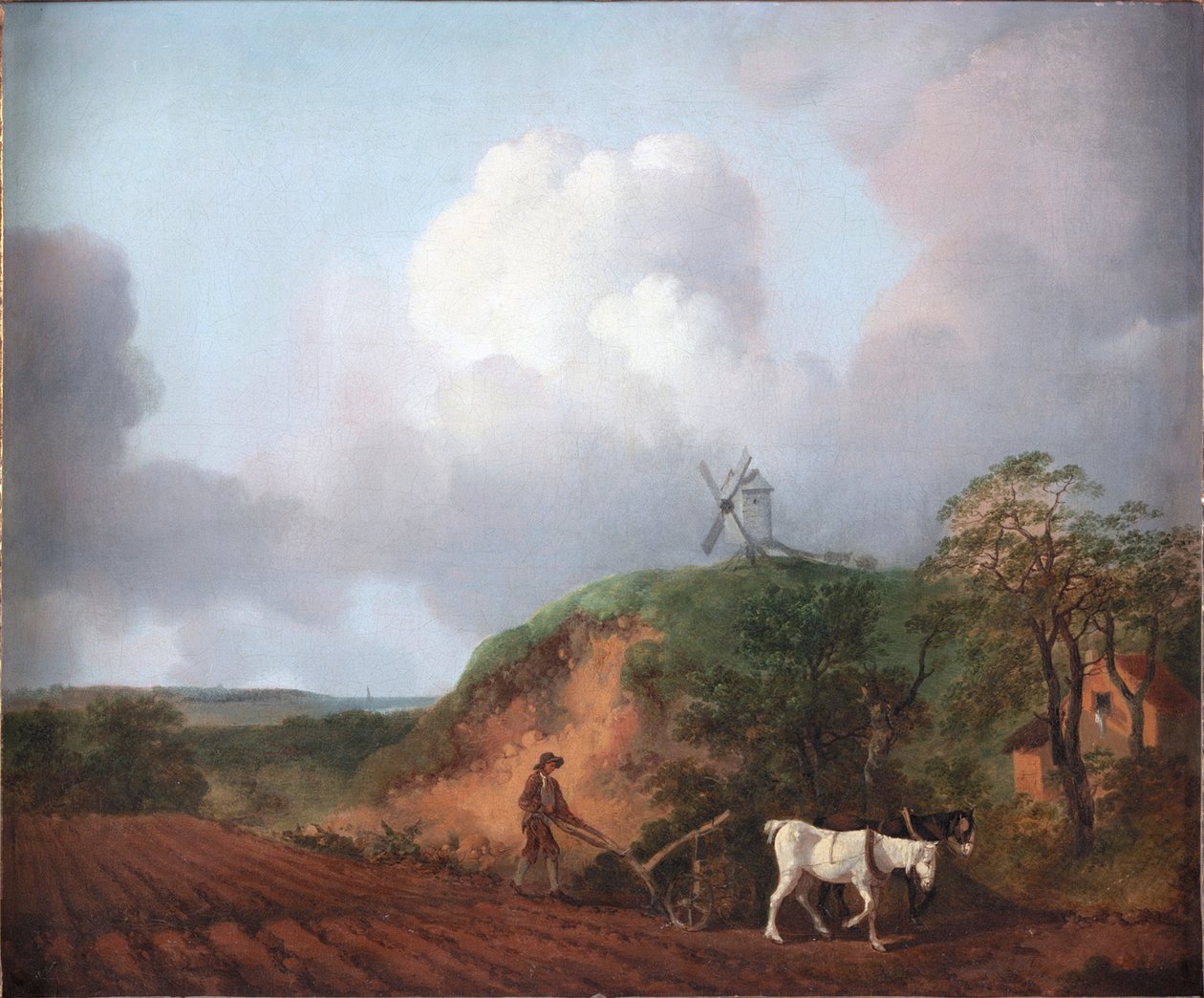 Camponês arando com dois cavalos, 1750-1753 de Thomas Gainsborough