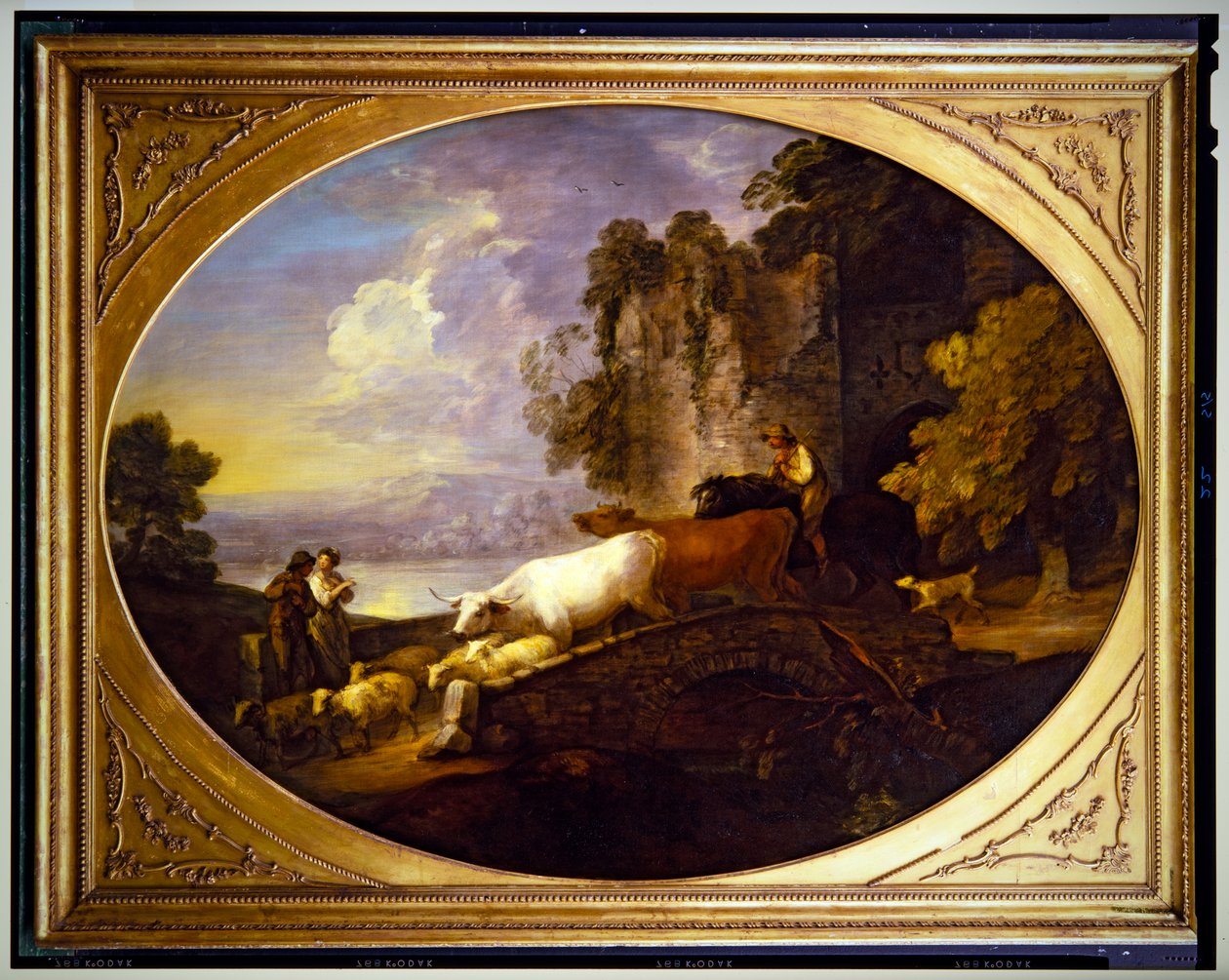 Paisagem fluvial com amantes rústicos de Thomas Gainsborough