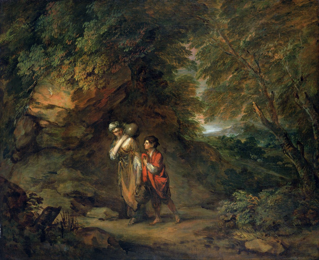 Paisagem rochosa com Hagar e Ismael (óleo sobre tela) de Thomas Gainsborough