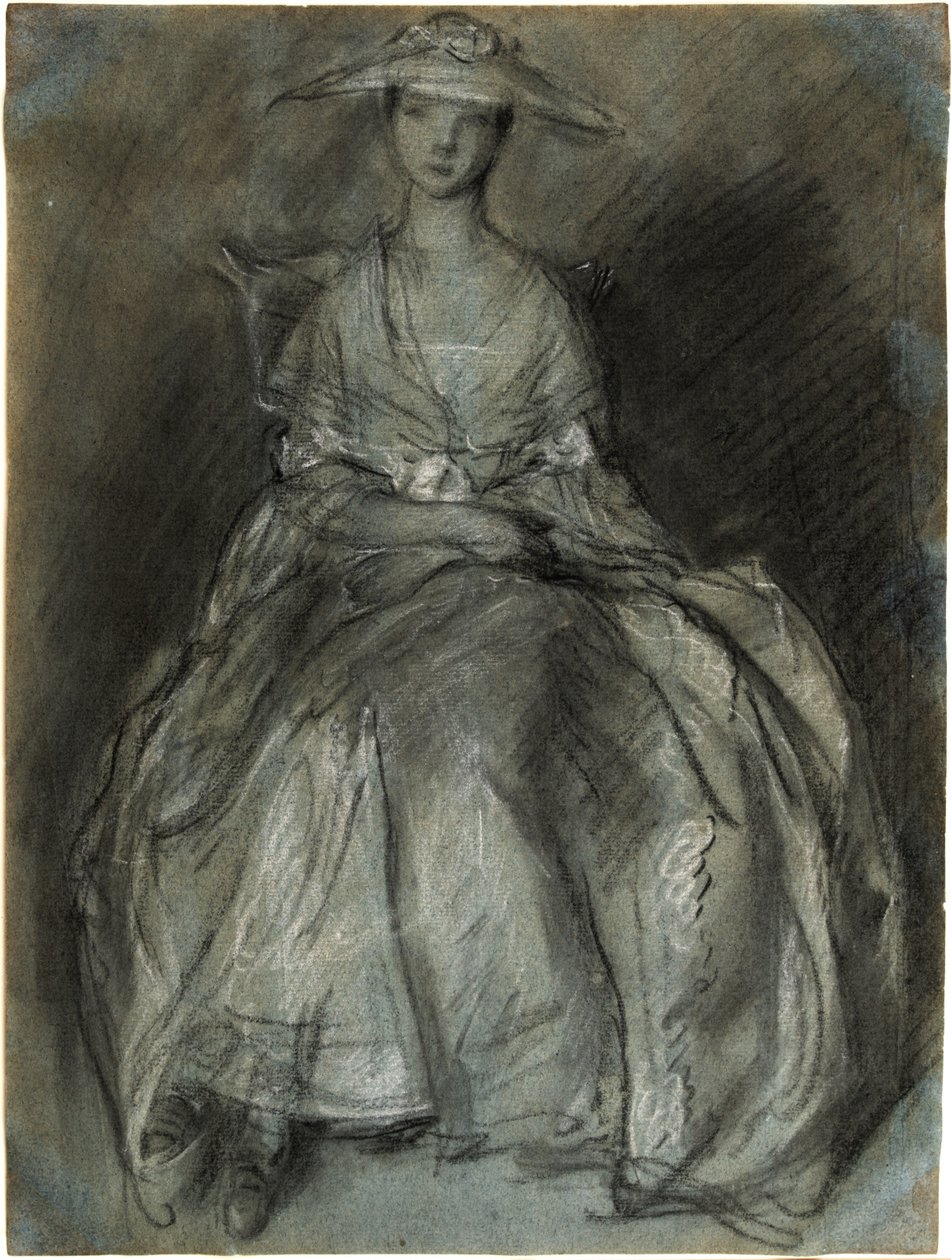 Estudo de uma mulher sentada (recto); estudo de uma menina sentada num banco (verso) de Thomas Gainsborough