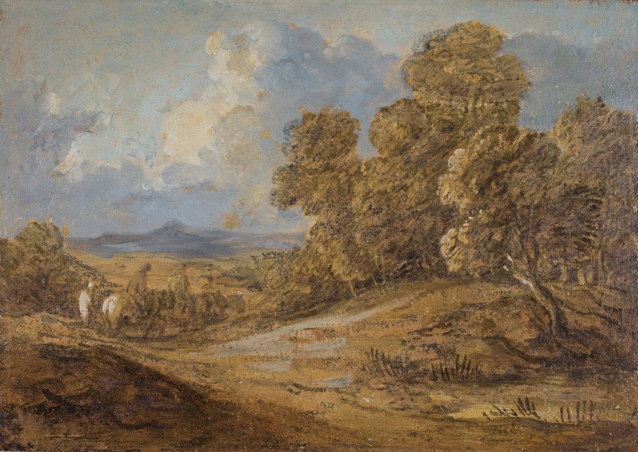 Paisagem arborizada com figuras a cavalo, 1785-1788. de Thomas Gainsborough